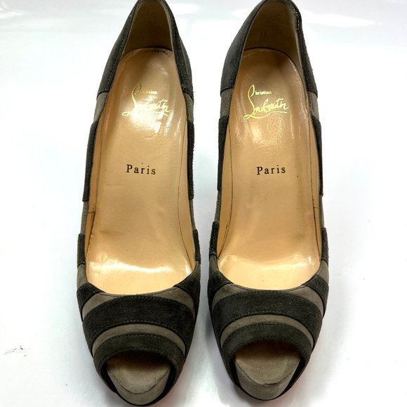 🌷❤️🔥SPRING SALE 🔥 FINAL PRICE🌷💥Christian Louboutin Gray Khaki Heels 37.5 - Picture 3 of 5
